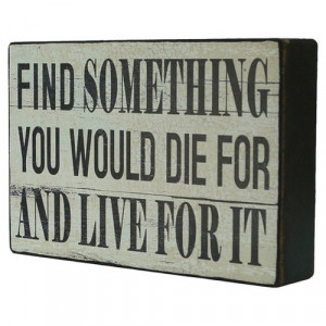 find something you would die for and live for it