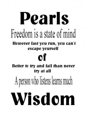 ... SALE! Pearls of Wisdom. Word Art Wall Print. Inspiring Quotes. £5.00