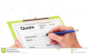 Hand with Pen Writing a Quote - Isolated on white.