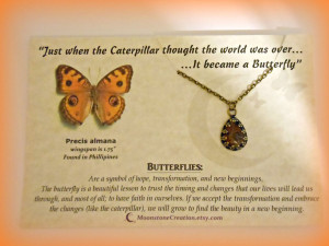 real butterfly wing necklace real butterfly wing charm with quote just ...