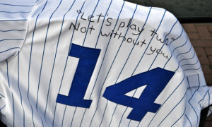 Ernie Banks impromptu memorial. Wrigley Field. January 24, 2015.