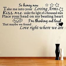 Ed Sheeran Thinking Out Loud Lyrics Wall Art Bedroom Quote Lounge ...