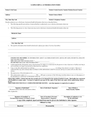 Sample Hipaa Authorization Form