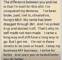 The difference between you and me More