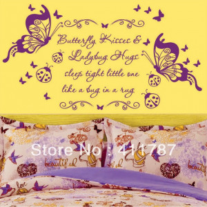 Free Shipping Home Decor Beautiful quote Flowers Butterflies Kiss Pvc ...