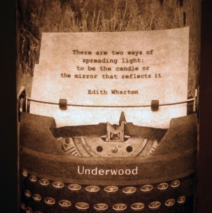 Vintage Typewriter Lantern with secret Edith Wharton Quote