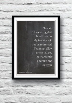 Pride and Prejudice, Quote poster, Anniversary gift, Wedding gift ...