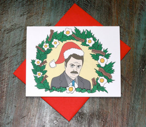Christmas Card Ron Swanson Parks and Rec Funny Holiday Card