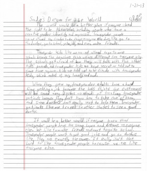 Sadie, 11-Year-Old Transgender Girl, Writes Essay In Response To Obama ...