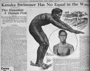 The Salt Lake Tribune featuring Duke Kahanamoku in 1913