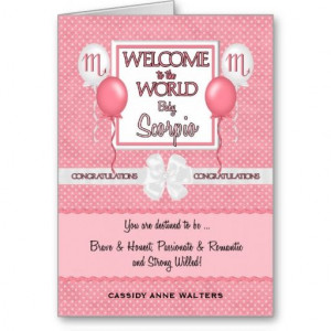 Congratulations New Baby Girl Scorpio Greeting Card