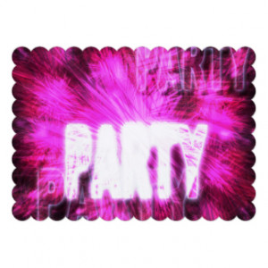 Neon Pink Party Invite .Scallop Edge 5