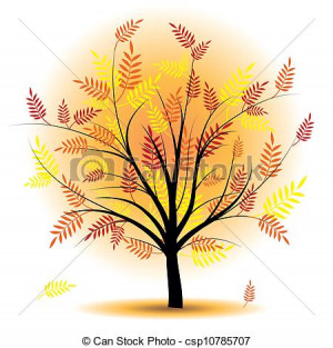 Vector Clipart of Beautiful autumn tree vector Rowan leaf ...