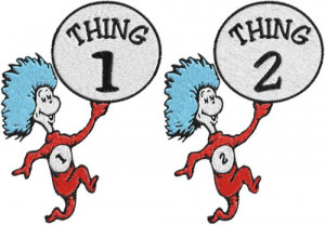 Dr.Seuss,cat in hat,thing 1,thing 2 Machine Embroidery Design -- 0121