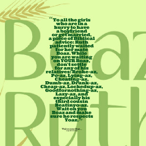 patiently waited for her mate boaz while you are waiting on your boaz ...