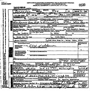 brandon lee autopsy photos