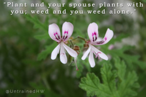 ... spouse plants with you; weed and you weed alone.” ~ Author Unknown