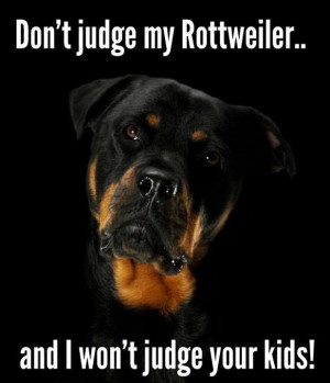 Don't judge my Rottweiler and I won't judge your kids, but my dogs are ...