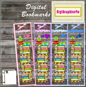 Bookworm Inspired with Fun Sayings Printable Digital File Bookmarks ...