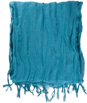 Love Quotes Linen Tassel Scarf in Blue (teal)