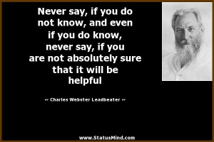 will be helpful Charles Webster Leadbeater Quotes StatusMind