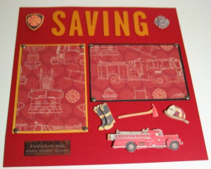 ... Firefighter 12x12 Pre-Made Scrapbook 2 Page Layout Saving Lives Sale