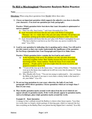 To Kill a Mockingbird Character Analysis Rules Practice by ...