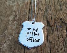 ... Quote “Love my police officer” Police Badge Charm, Hero Cop Wife