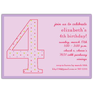4th Birthday Girl Dots Invitations