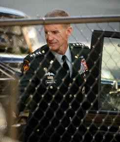 Gen. Stanley McChrystal, the top commander in Afghanistan, is welcomed ...