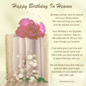 ... Birthday in Heaven | Free Birthday Cards For Heaven – Happy Birthday