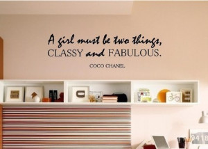 Coco Chanel Quote - Classy and Fabulous - Vinyl Wall Decal Sticker Art