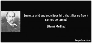 Love's a wild and rebellious bird that flies so free it cannot be ...