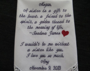 Sister Gift Wedding Handkerchief .L acy White Wedding Handkerchief ...