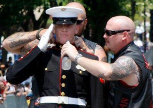 That was the saluting Marine at Thunder Run this year getting aid and ...