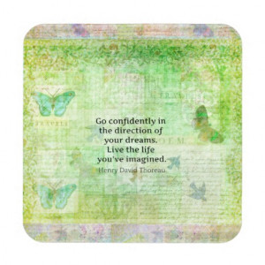 Henry David Thoreau Dream Quote with nature theme Coasters
