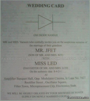Funny wedding card of an electrical engineer