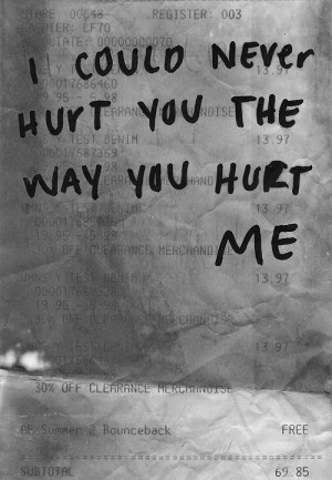 Could Never Hurt You The Way You Hurt Me ” ~ Sad Quote