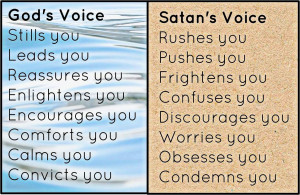 Photo Quote: God’s Voice vs Satan’s Voice