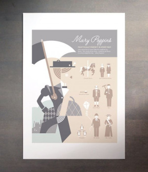 12x16 Mary Poppins Retro Art Print // Modern Nursery Art Poster ...