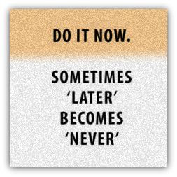 Do It Now Sometimes Later Becomes Never