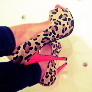 shoes peep toe heels leopard print high heels pink peeptoes pumps edit ...