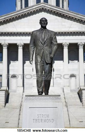 Strom Thurmond Statue and State Capitol Building Columbia South