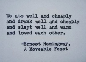Valentines Card ERNEST HEMINGWAY Literary love quote A Moveable Feast ...