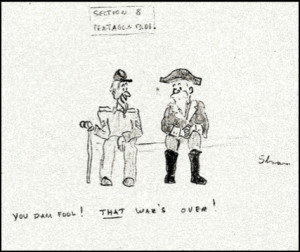 cartoon by Michael Shaara, depicting a Civil War veteran talking ...