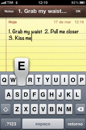 apple, iphone, kiss me, notes, quote, text, words, write