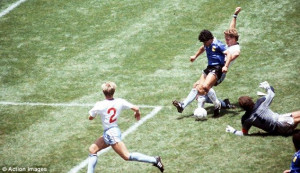1986 World Cup quarter, Diego Maradona beats England's Peter Shilton ...