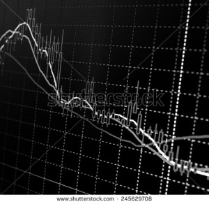 analyzing in forex market: the charts and quotes on display. Colored ...