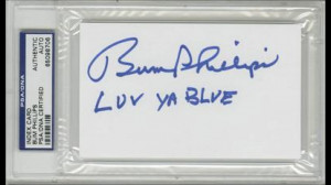 Bum Phillips SIGNED 3x5 Index Card + Luv Ya Blue Oilers PSA/DNA ...