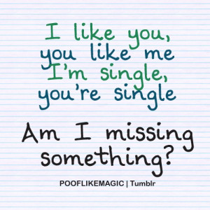 like you you like me i'm single you're single am i missing something